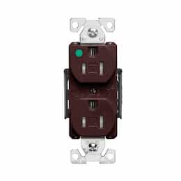 15A Modular Duplex Receptacle, HG, 2-Pole, 3-Wire, 125V, Brown