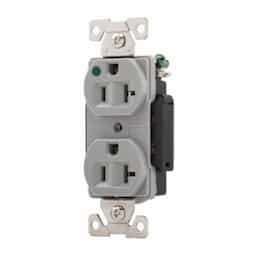 20A Modular Duplex Receptacle, HG, 2-Pole, 3-Wire, 125V, Gray