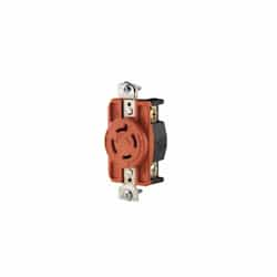 20 Amp Single Receptacle, Isolated Ground, 3-Pole, 4-Wire, #14 - #8 AWG, 250V, Orange