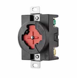 30 Amp Locking Receptacle, 480V, Industrial Grade, Black/Red