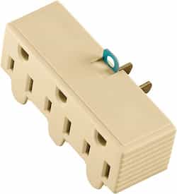 Eaton Wiring 15A Adapter Ground 3 Outlet with Grounding Lug, 125V, Ivory