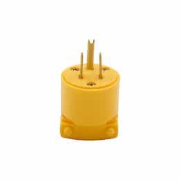 Eaton Wiring 15A Electrical Plug, Vinyl, Straight, 2-Pole, 2-Wire, 125V, Yellow