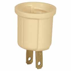 Eaton Wiring 660W Lampholder Adapter, Polarized, Medium Base, Keyless, 125V, Ivory