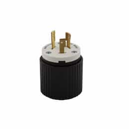 20 Amp Locking Plug, NEMA L9-20, 600V, Black/White