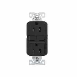 15A Slim GFCI Receptacle Outlet w/ Wallplate, #14-10 AWG, 125V, Black