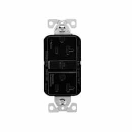 20A Slim GFCI Receptacle Outlet, #14-10 AWG, 125V, Black