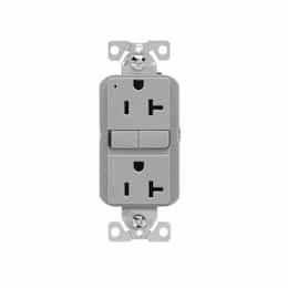 Eaton Wiring 20A Slim GFCI Receptacle Outlet, #14-10 AWG, 125V, Gray