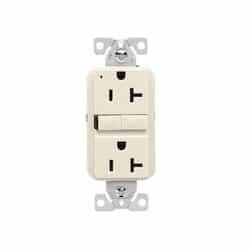 20A Slim GFCI Receptacle Outlet, #14-10 AWG, 125V, Light Almond