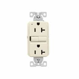 20A Slim GFCI Receptacle Outlet, #14-10 AWG, 125V, Light Almond