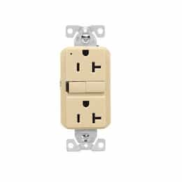 20A Slim GFCI Receptacle Outlet, #14-10 AWG, 125V, Ivory