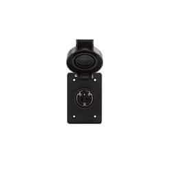 20 Amp Locking Receptacle, Watertight, NEMA L10-20, Black