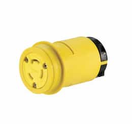 30 Amp Locking Connector, NEMA L10-30, 125/250V, Yellow/Black