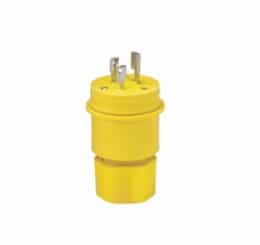 30 Amp Locking Plug, NEMA L10-30, 125/250V, Yellow