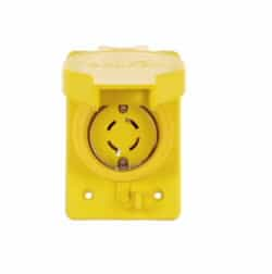 20 Amp Locking Receptacle, Industrial, NEMA L19-20, 277/480V, Yellow