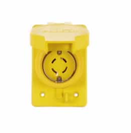 20 Amp Locking Receptacle, Industrial, NEMA L19-20, 277/480V, Yellow