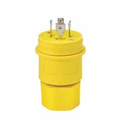 30 Amp Locking Plug, Watertight, NEMA L21-30, 120/208V, Yellow