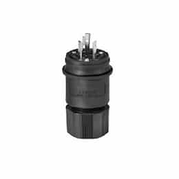 30 Amp Locking Plug, Watertight, NEMA L7-30, Black
