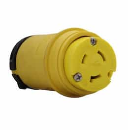 20 Amp Locking Connector, NEMA L8-20, 480V, Yellow/Black