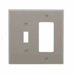 Eaton Wiring 2-Gang Combination Wall Plate, Toggle & Decora, Mid-Size, Gray
