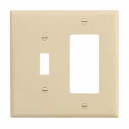 2-Gang Toggle & Decorator Wall Plate, Mid-Size, Polycarbonate, Ivory