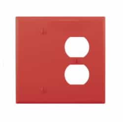 2-Gang Combination Wall Plate, Duplex & Blank, Mid-Size, Red