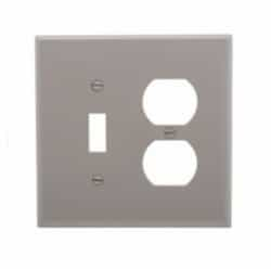 Eaton Wiring 2-Gang Combination Wall Plate, Toggle & Duplex, Mid-Size, Gray