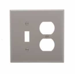 2-Gang Combination Wall Plate, Toggle & Duplex, Mid-Size, Gray