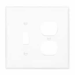 2-Gang Duplex & Toggle Wall Plate, Polycarbonate, White