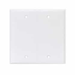 2-Gang Blank Wall Plate, Mid-Size, Polycarbonate, White