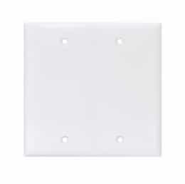 2-Gang Blank Wall Plate, Mid-Size, Polycarbonate, White