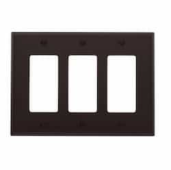 3-Gang Decora Wall Plate, Mid-Size, Polycarbonate, Brown