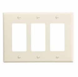 Eaton Wiring 3-Gang Decora Wall Plate, Mid-Size, Polycarbonate, Light Almond