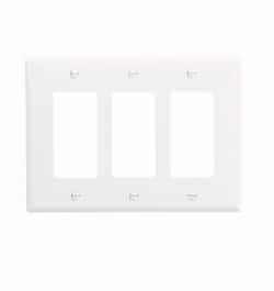 Mid-Size 3-Gang Duplex Decorator Polycarbonate Wallplate, White