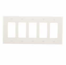 Eaton Wiring 5-Gang Decora Wall Plate, Mid-Size, Polycarbonate, Light Almond