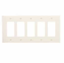 Eaton Wiring 5-Gang Decora Wall Plate, Mid-Size, Polycarbonate, White