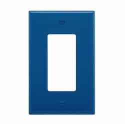 1-Gang Decora Wall Plate, Mid-Size, Polycarbonate, Blue