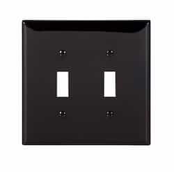 2-Gang Toggle Wall Plate, Mid-Size, Polycarbonate, Black