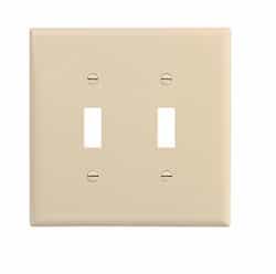 Eaton Wiring 2-Gang Toggle Wall Plate, Mid-Size, Polycarbonate, Ivory