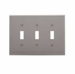 Eaton Wiring 3-Gang Toggle Wall Plate, Mid-Size, Polycarbonate, Gray