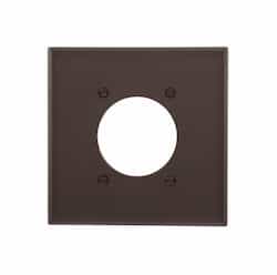 2-Gang Power Outlet Wall Plate, Mid-Size, 2.15" Hole, Brown