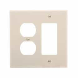 2-Gang Combination Wall Plate, Mid-Size, Duplex & Decora, Almond