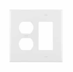 2-Gang Combination Wall Plate, Mid-Size, Duplex & Decora, White