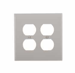 Eaton Wiring 2-Gang Duplex Wall Plate, Mid-Size, Polycarbonate, Gray