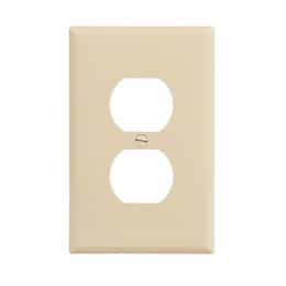 1-Gang Duplex Wall Plate, Mid-Size, Polycarbonate, Ivory