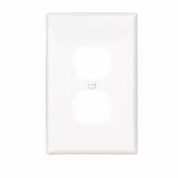 1-Gang Duplex Wall Plate, Mid-Size, Polycarbonate, White