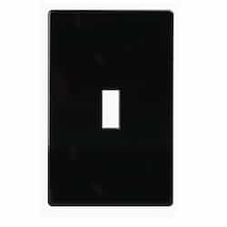 1-Gang Toggle Wall Plate, Mid-Size, Screwless, Polycarbonate, Black