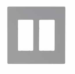 2-Gang Decora Wall Plate, Mid-Size, Screwless, Grey