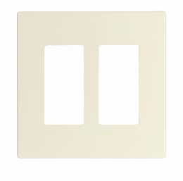 Eaton Wiring 2-Gang Decora Wall Plate, Mid-Size, Screwless, Light Almond