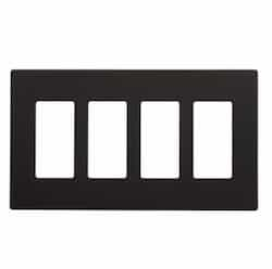 Eaton Wiring 4-Gang Decora Wall Plate, Mid-Size, Screwless, Black