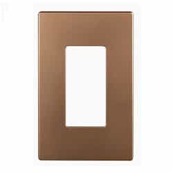 1-Gang Decora Wall Plate, Mid-Size, Screwless, Polycarbonate, Brushed Bronze